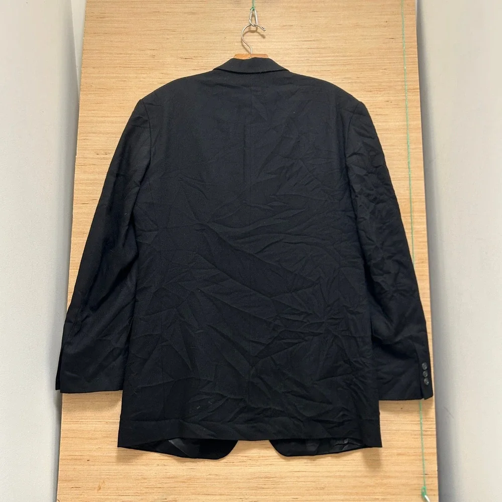 Cellini Linea Uomo Mens Black 3 Button Blazer Pleated Pants Suit Made in Romania
